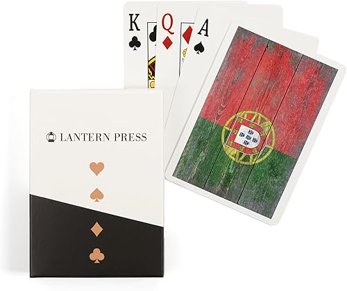 Lantern Press Bandera rústica de Portugal Country (52 cartas de juego, baraja de cartas de tamaño póquer con comodines)