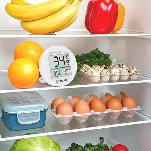 Miniatura 8 de Geevon Termómetro digital pequeño para refrigerador, paquete de 5 unidades, IP65 resistente al agua para uso comercial y doméstico, función de