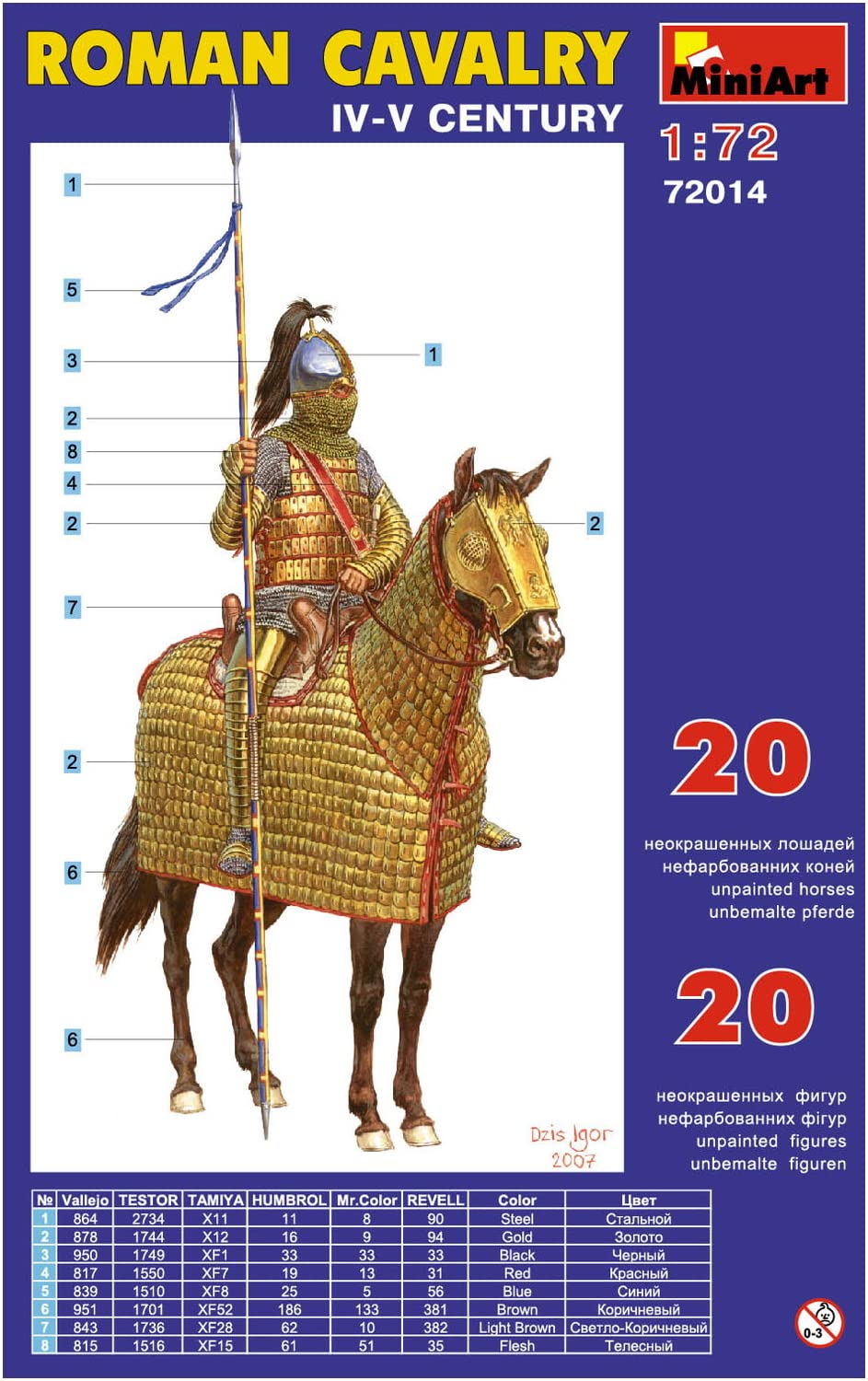Mini Art MA72014 1/72 Roman Cavalry Figure Set, 4-5th Century