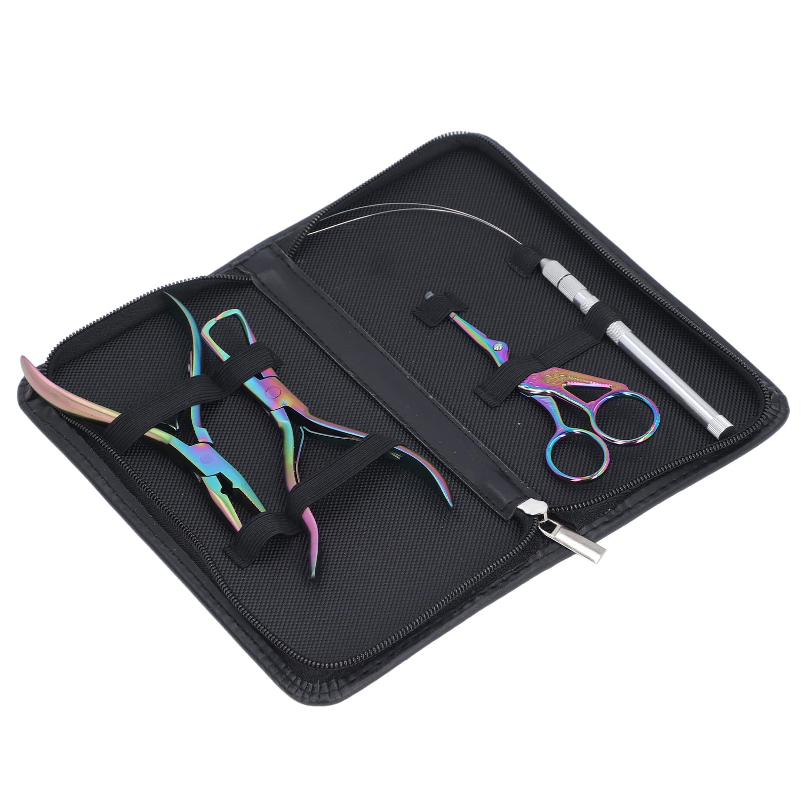 Juego de Herramientas de Extensión de Cabello para Uso Profesional, Kit de Microenlace Duradero con Alicates, Gancho para Cuentas y Tijeras, 4 Piezas (Vistoso)