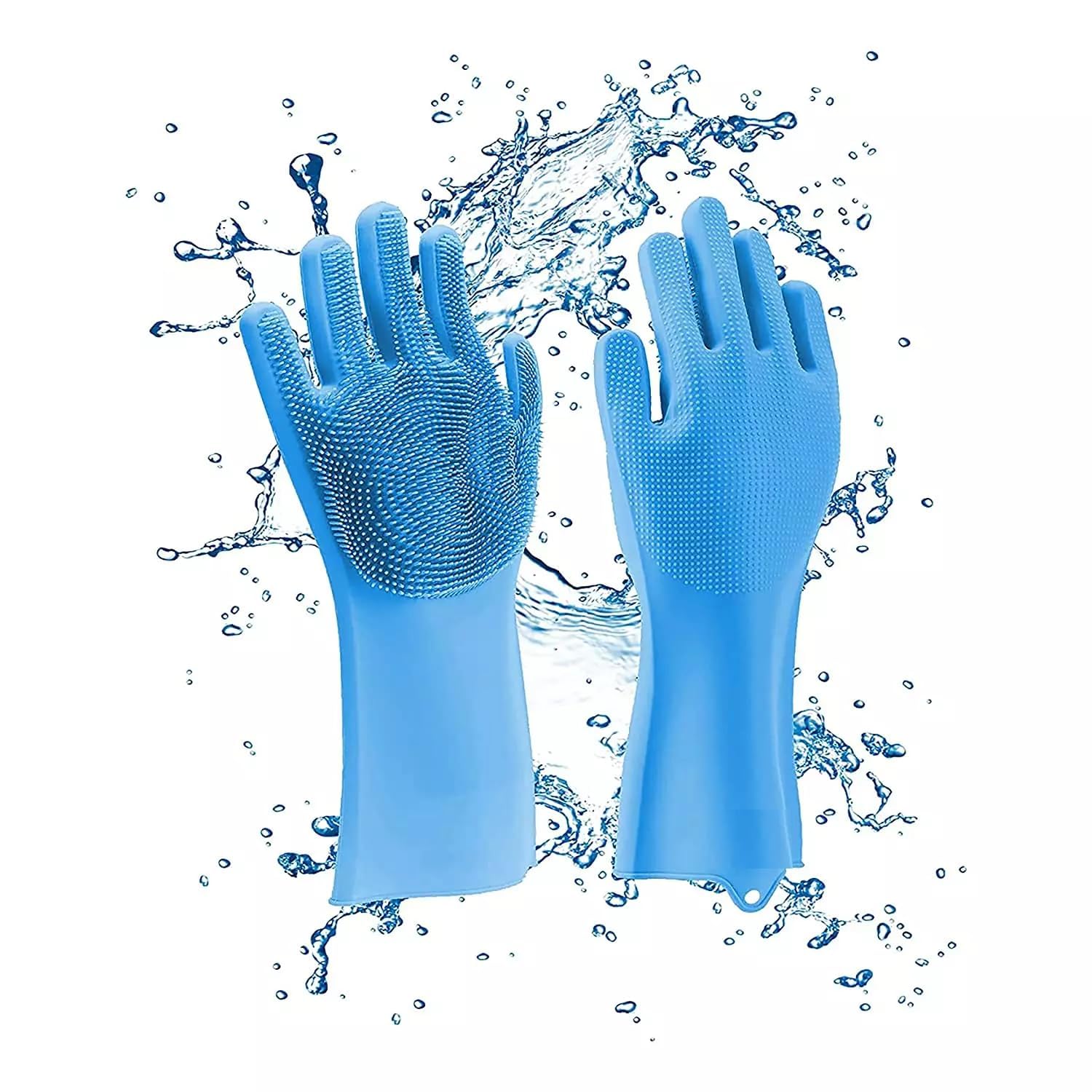 Padchaaya Gloves Magic Silicone Dish Washing Gloves, Silicon Cleaning Gloves, Silicon Hand Gloves for Kitchen Dishwashing and Pet Grooming, Great for Washing Dish, Car, Bathroom (Multicolour, 1 Pair)