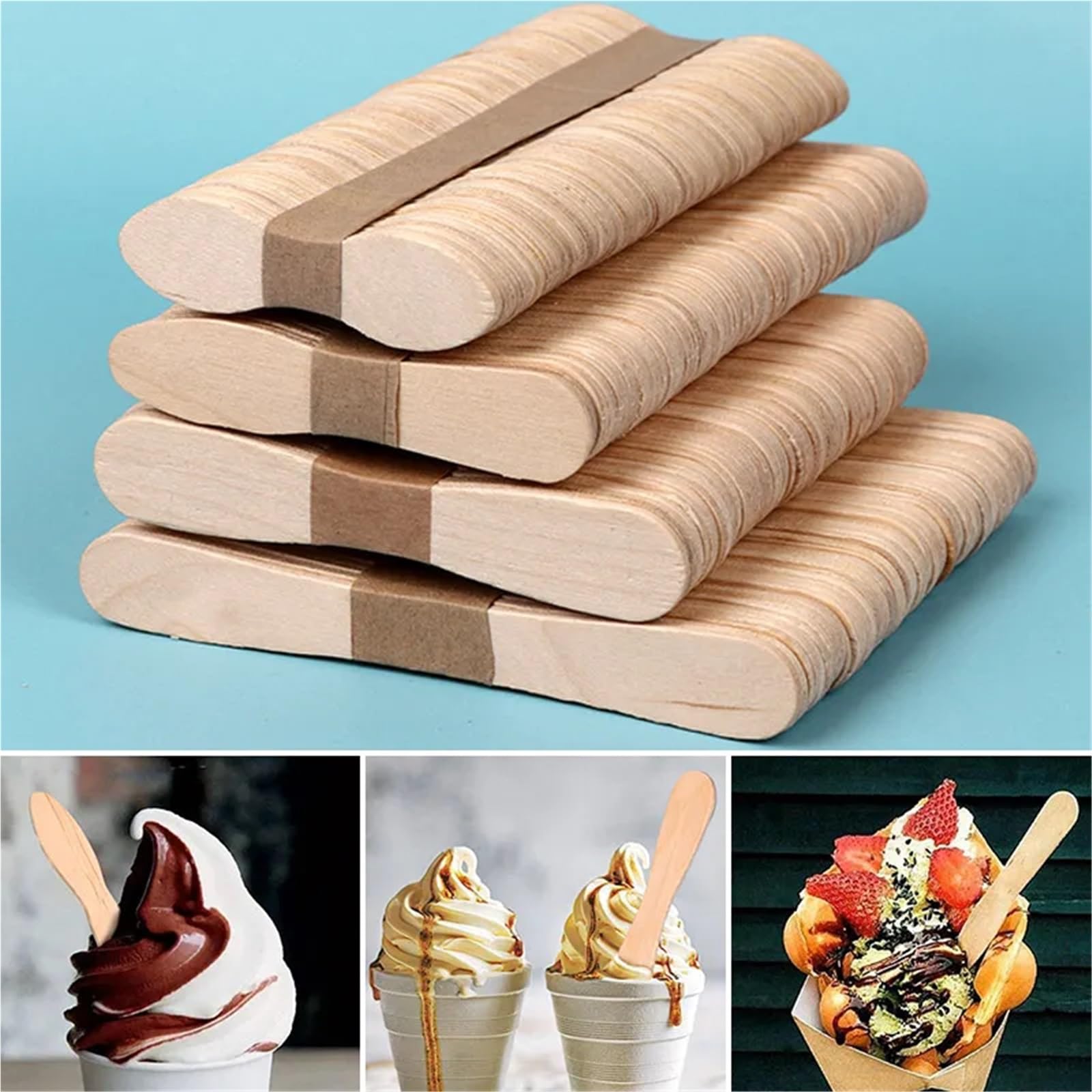 Palitos de madera para manualidades, Palitos De Helado De Madera Color Madera 6-9,4 Cm Paquete De 500(Ax2)