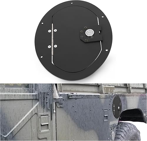 Miniatura 1 de KUAFU Puerta del tanque de combustible con cerradura compatible con Hummer, HMMWV Cualquier modelo con recubrimiento en polvo negro