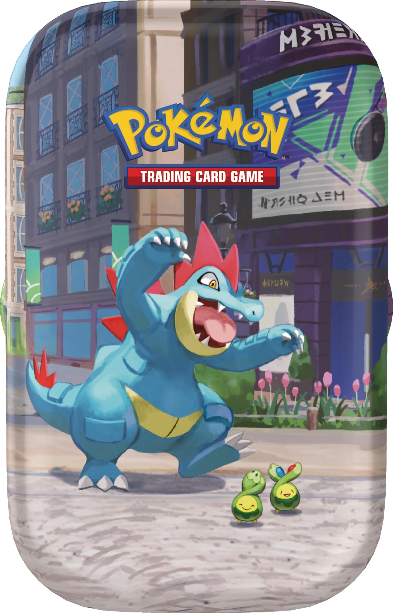 Pokémon: Minilata Ciudad Luminalia: Feraligatr y Budew de JCC Pokémon (2 Sobres de Mejora, 1 Tarjeta ilustrada y 1 Pegatina)