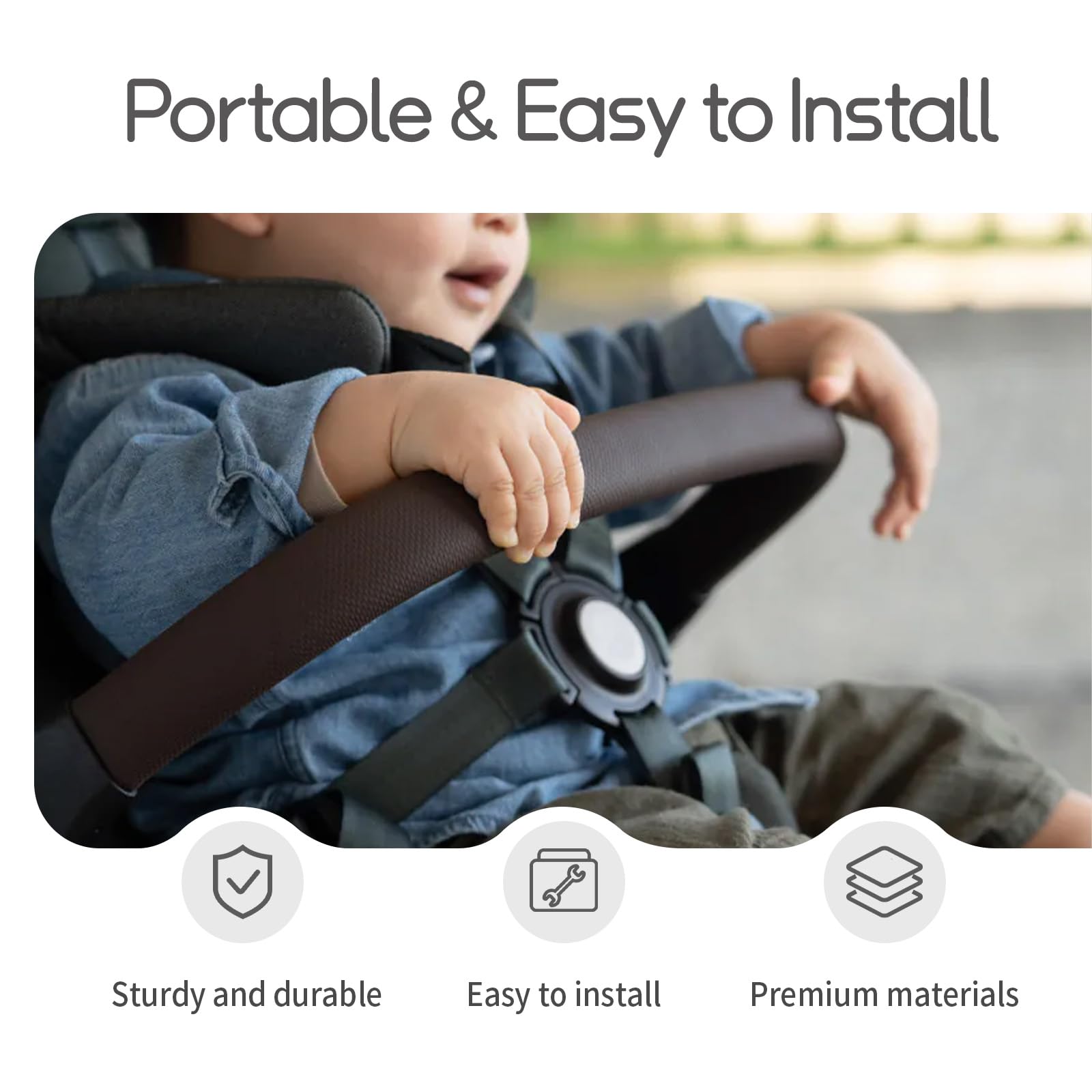 Paraurti pieghevole per passeggino Joolz AER+/AER, bracciolo aperto con una sola mano, facile da montare e rimuovere, comoda impugnatura, ideale per appendere giocattoli per bambini, nero antracite