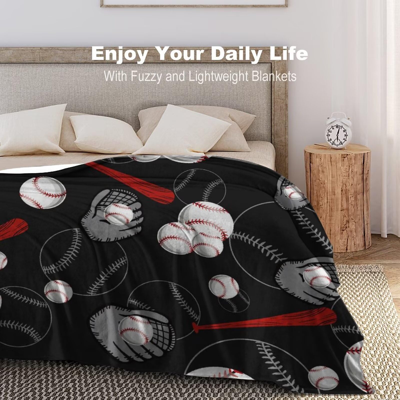 Super Soft Baseball Blanket - Cozy Flannel Throw 50x60 Inches For Bed, Couch, Or Gift