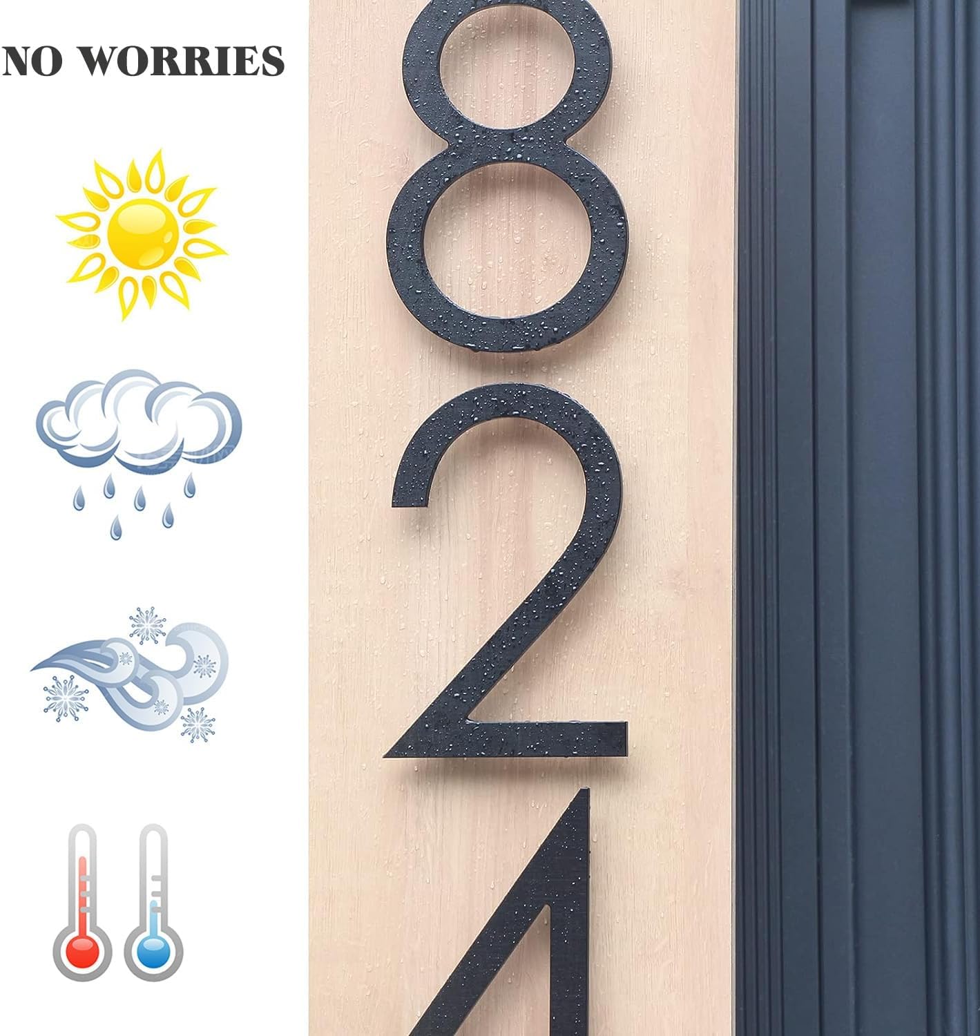 8-Inch Large Floating House Numbers – Black Acrylic Modern Address Plaque – Easy Mount For Doors, Walls & Fences – (Number 2)