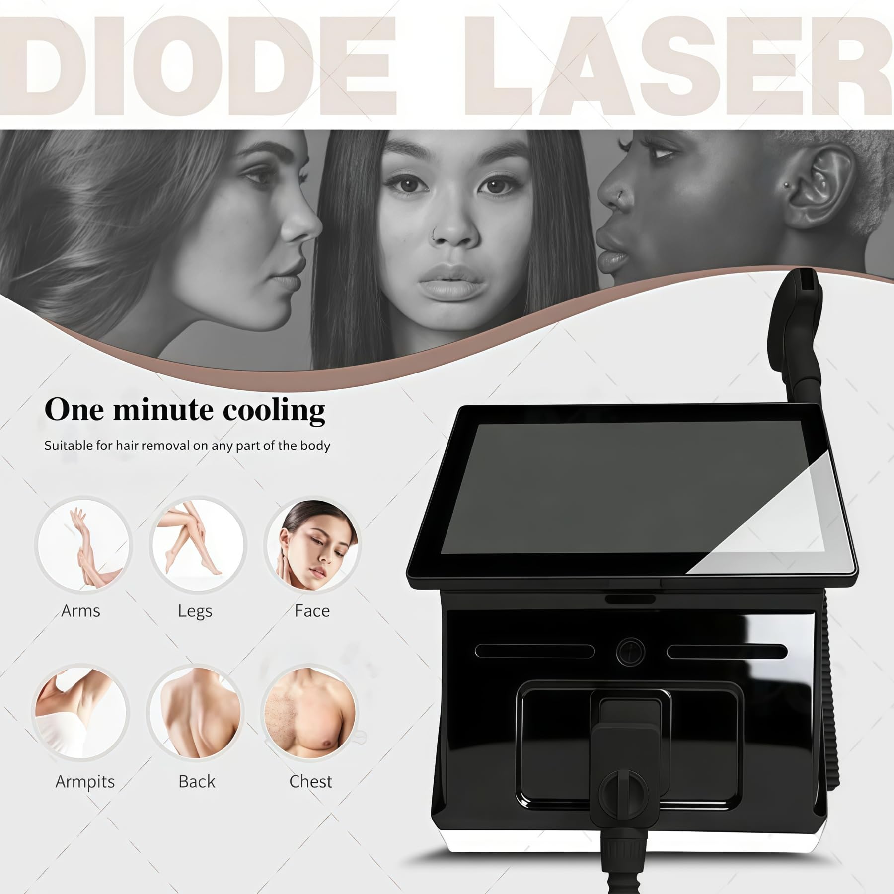 Depilatore laser a diodo 808, 4 lunghezze d'onda 4000w ad alta potenza per la depilazione a punto di raffreddamento, disponibile sia per saloni di bellezza che per la casa