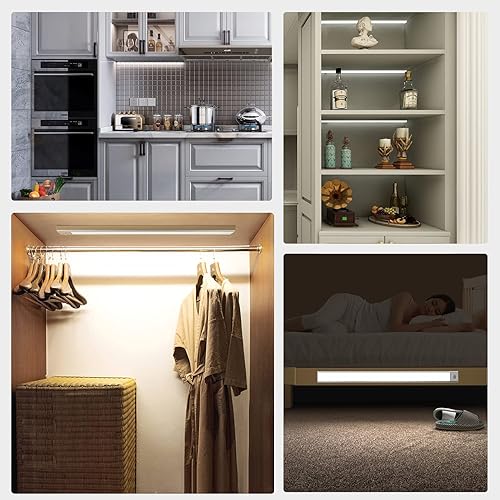 Miniatura 7 de 70 luces LED con sensor de movimiento, iluminación de armario debajo del mostrador, luces nocturnas inalámbricas recargables por USB, luz alimentada