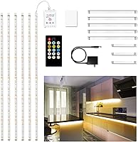 DAYBETTER 6-Pack Dimmable Under Cabinet LED Lights with Remote, 9.8ft Adjustable 2700K-6500K Warm to Cool White for Kitchen Bedroom Shelves