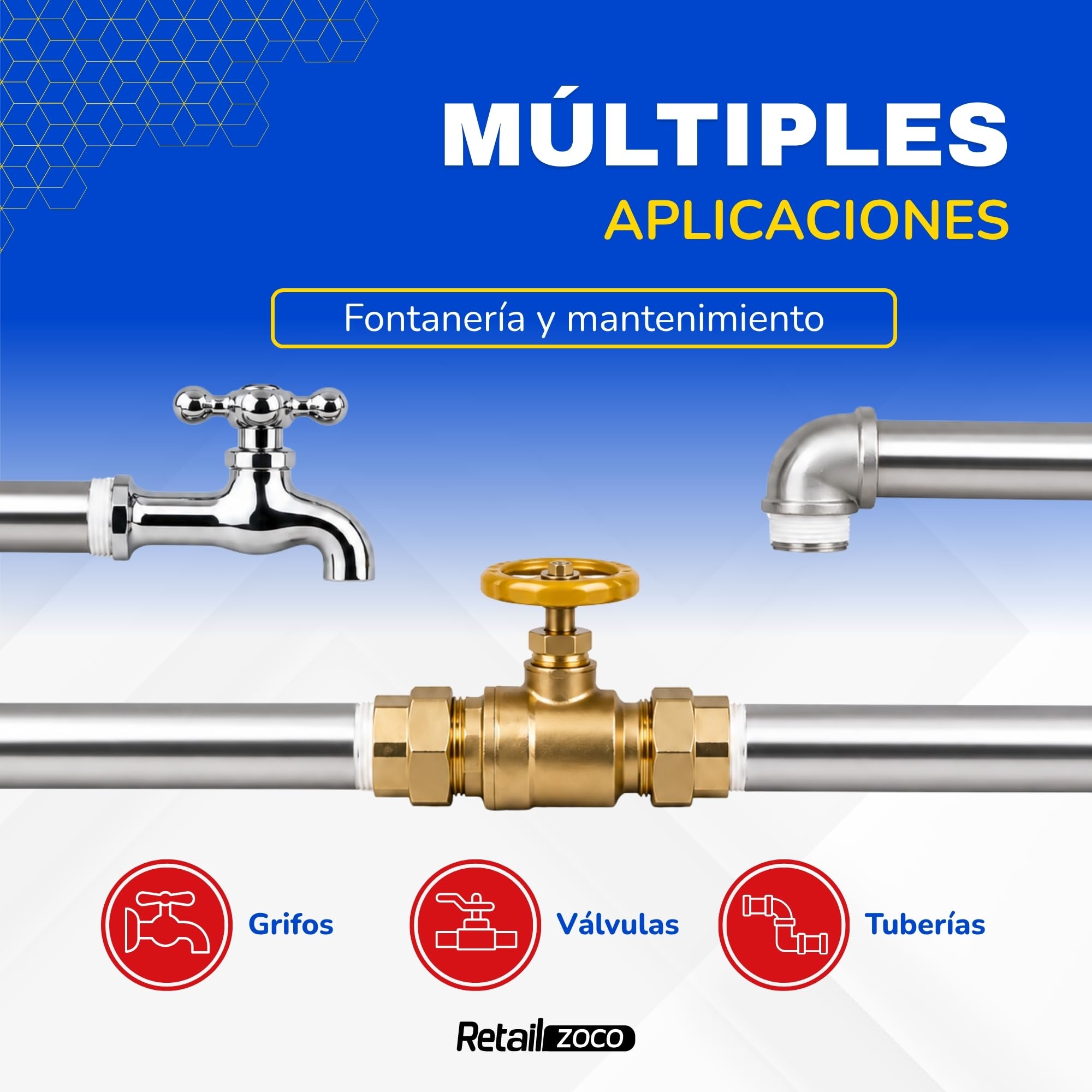 6 Rollos de Cinta Teflón, Selladora Tubería, válvulas y grifos, 12 mmx10 m - imagen 5