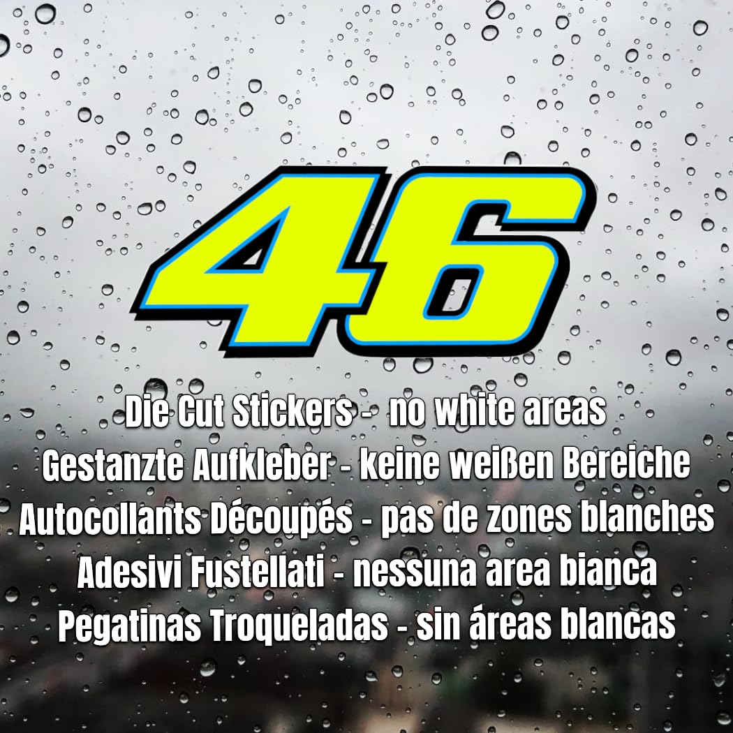 Valentino Rossi autocollant 46 en vinyle Jaune fluorescent (2013 / 10cm) stickers