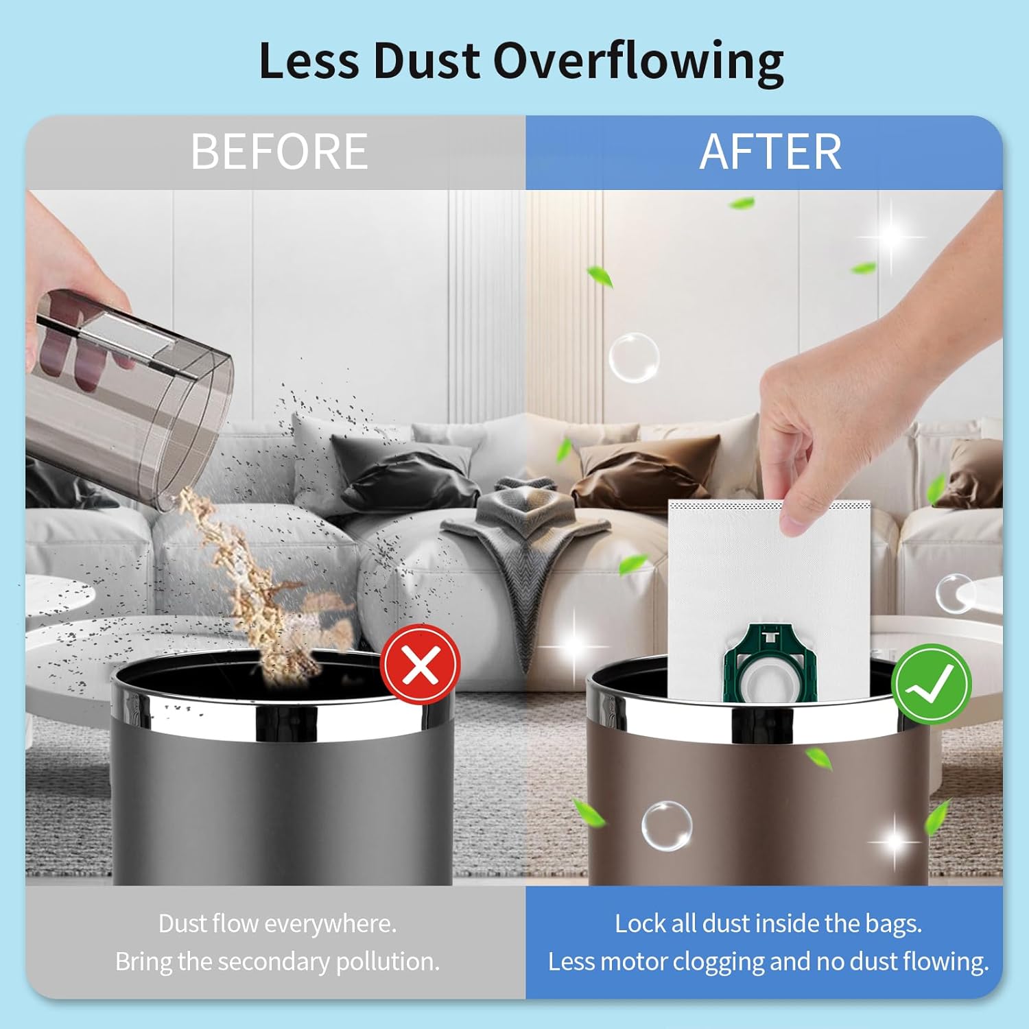 Gudotra 9 Pack Replacement HEPA RLH-6 Vacuum Bags for Riccar SupraLite R10S R10D R10O R10SAND Simplicity Freedom R10S R10D S10P S10SAND Upright Vacuums Cleaner