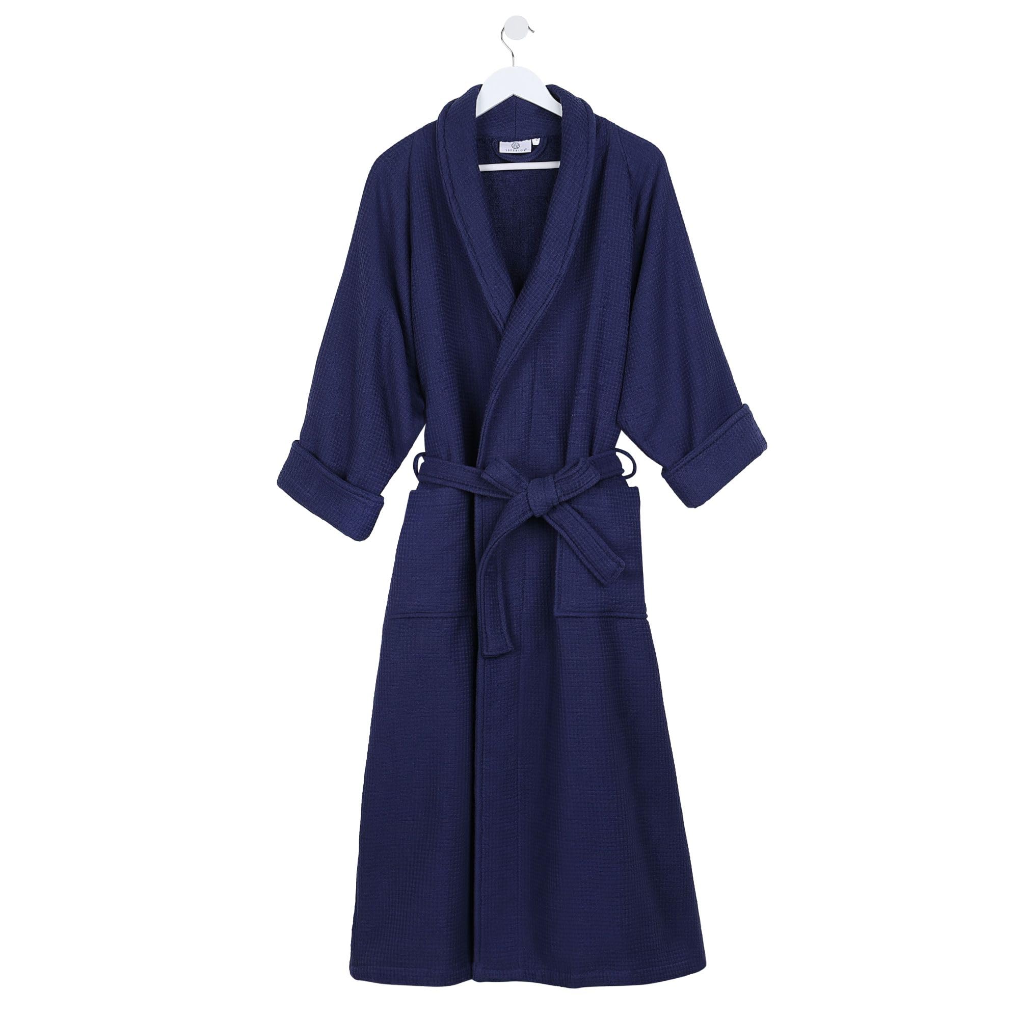 Superior Waffle Weave Cotton Unisex Bathrobe with Belt