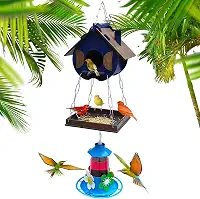 Casinha De Passarinhos Comedouro Bebedouro Para Beija-flores Livres (Azul Egípcio)
