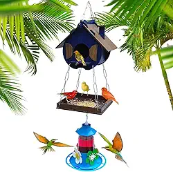 Casinha De Passarinhos Comedouro Bebedouro Para Beija-flores Livres (Azul Egípcio)