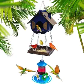 Casinha De Passarinhos Comedouro Bebedouro Para Beija-flores Livres (Azul Egípcio)