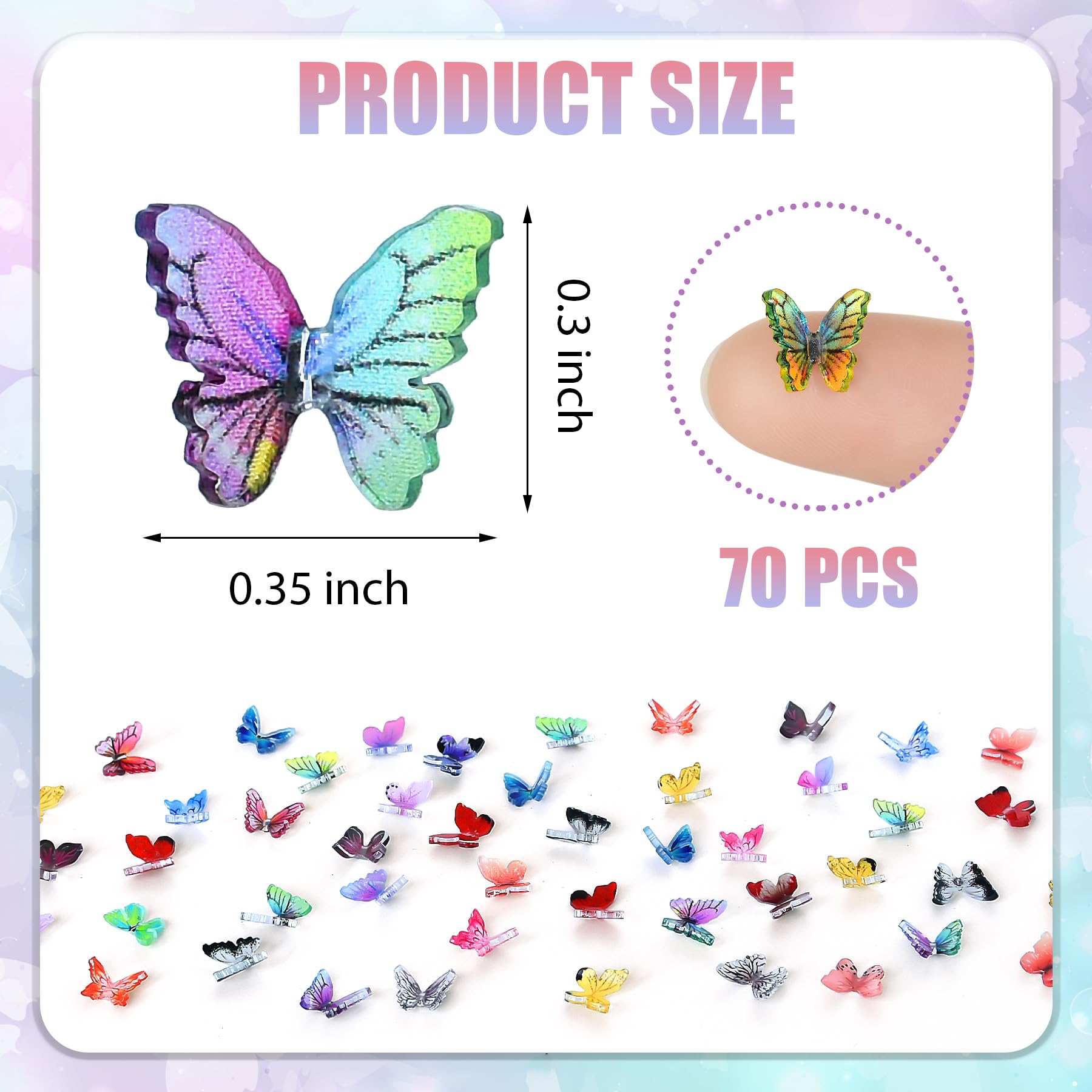 Yuronam 70 Pcs Mini Butterflies Tiny Resin Butterflies Miniature Ornaments for Fairy Garden Dollhouse Micro Landscape Decoration