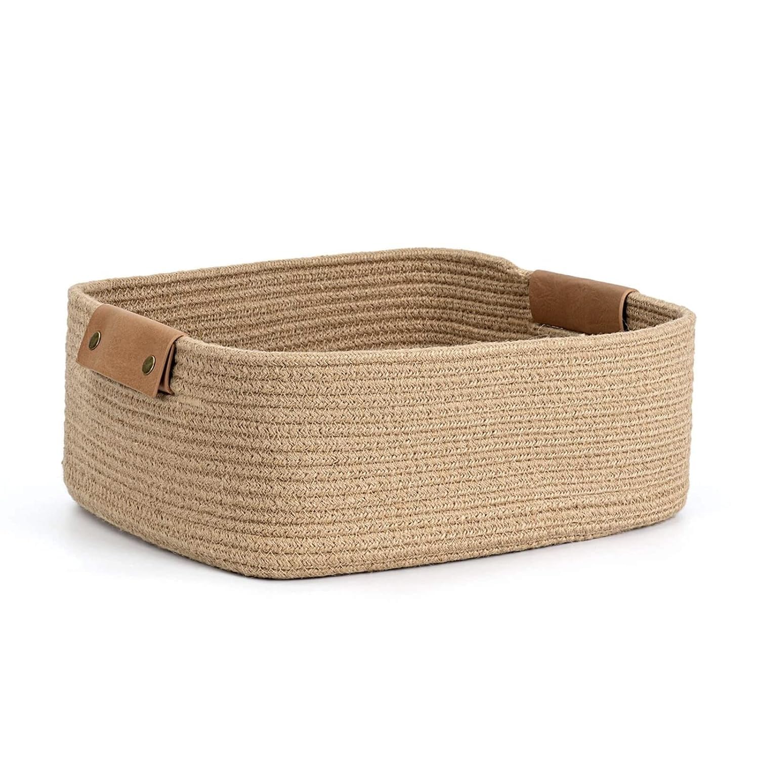 2GUDDS®Cotton Storage Gift Basket, Rectangle case for Closet, Packing, Wedding Packaging Organizer Box Jute Basket Handwovenr (12 X 8 X 5 INCH) (baige)-image-29