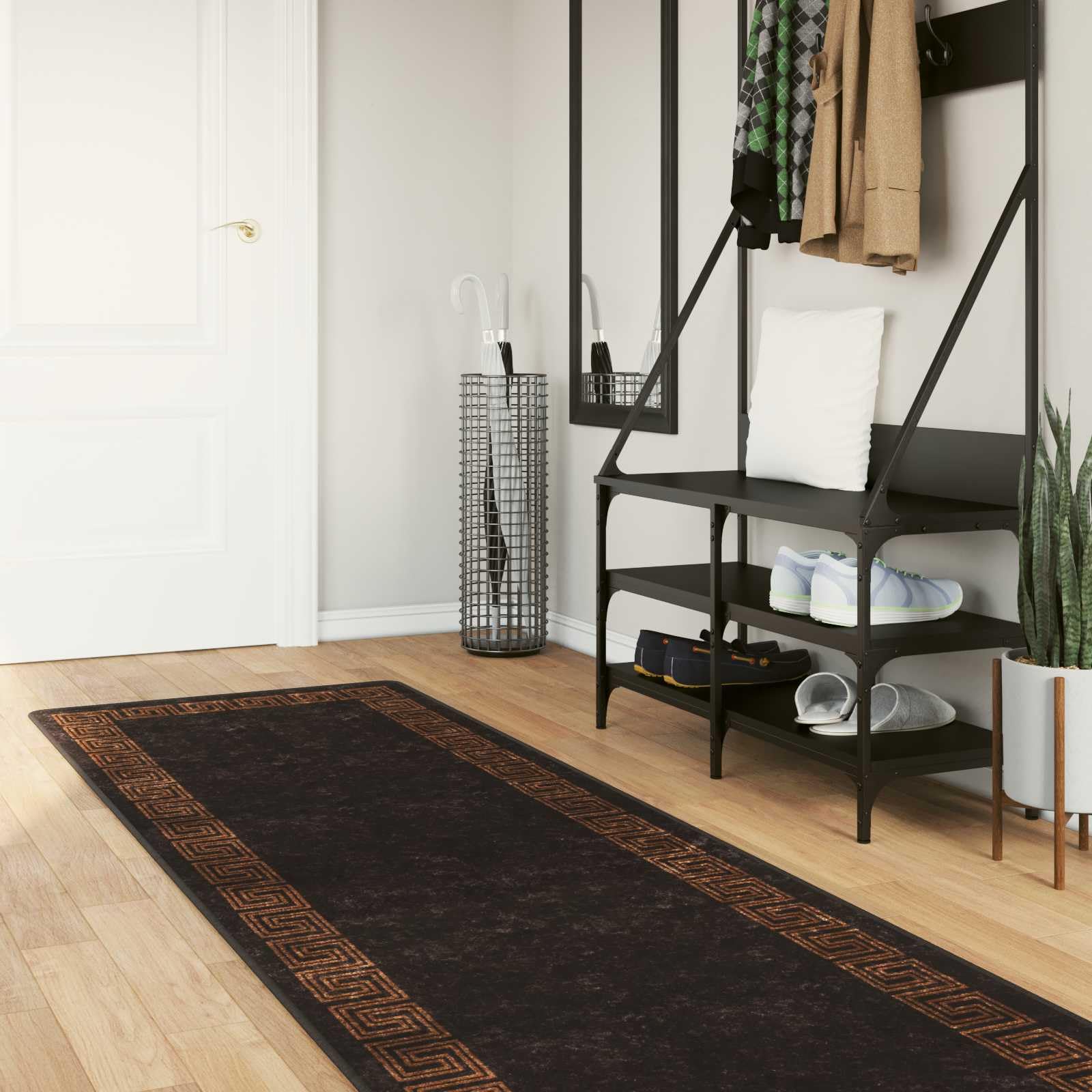 Marsa Tapis de sol, noir, 80 x 450 cm, antidérapant, facile d'entretien, pour couloir, salon, chambre à coucher, balcon
