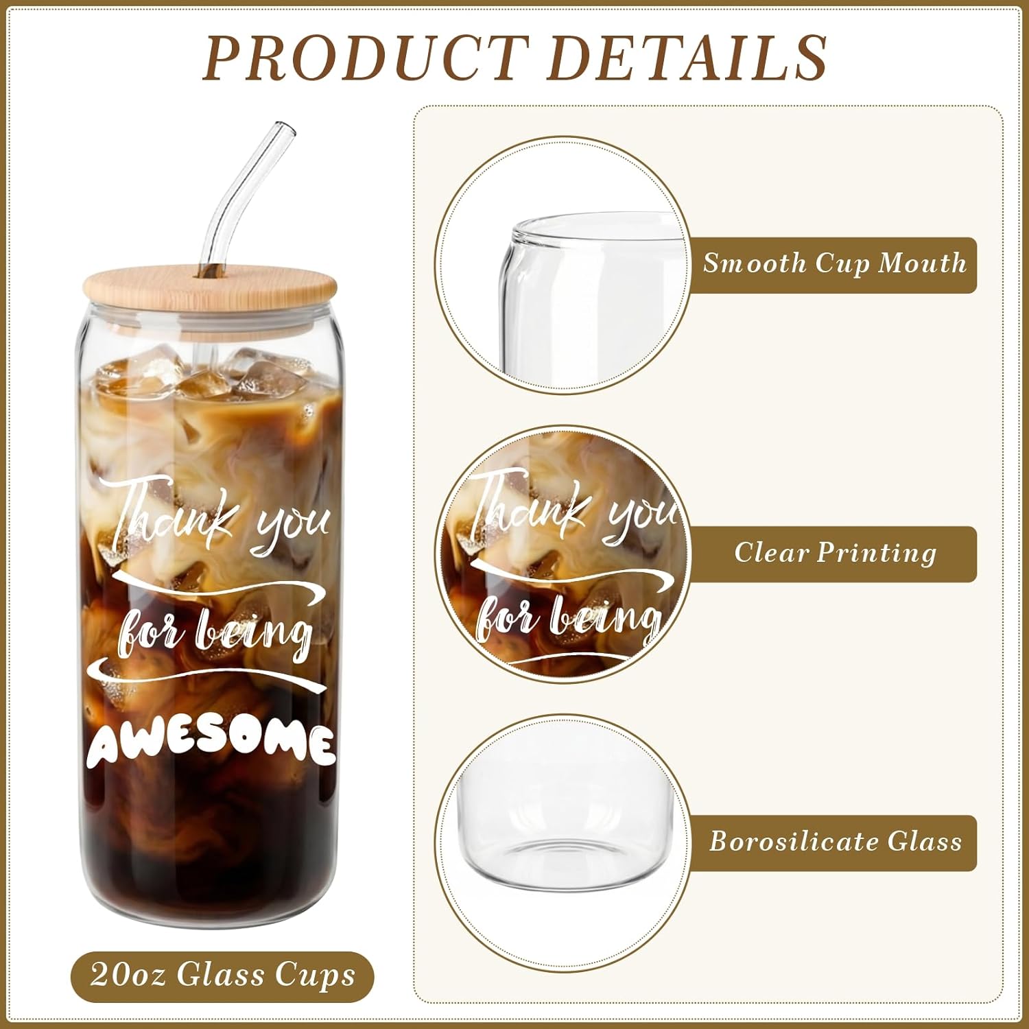 12 Set Employee Appreciation Gifts Bulk, Inspirational Thank You Gifts for Administrative Professional, Team, Employees, Coworkers, Staff, Teacher, Nurse — 20oz Can Shaped Glass Cups (Mixed)