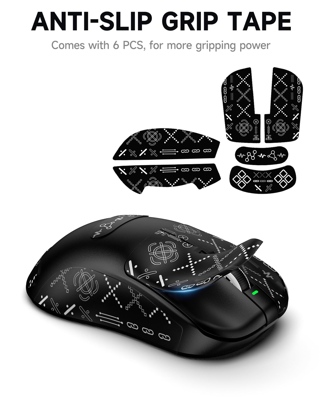 VGN F1 MOBA Mouse da gioco wireless con max 26.000 DPI, ad alta precisione, leggero 55 g, polling 4K, durata della batteria 200 ore, 6 pulsanti programmabili, ricarica USB-C, per PC/Mac/Laptop Classic