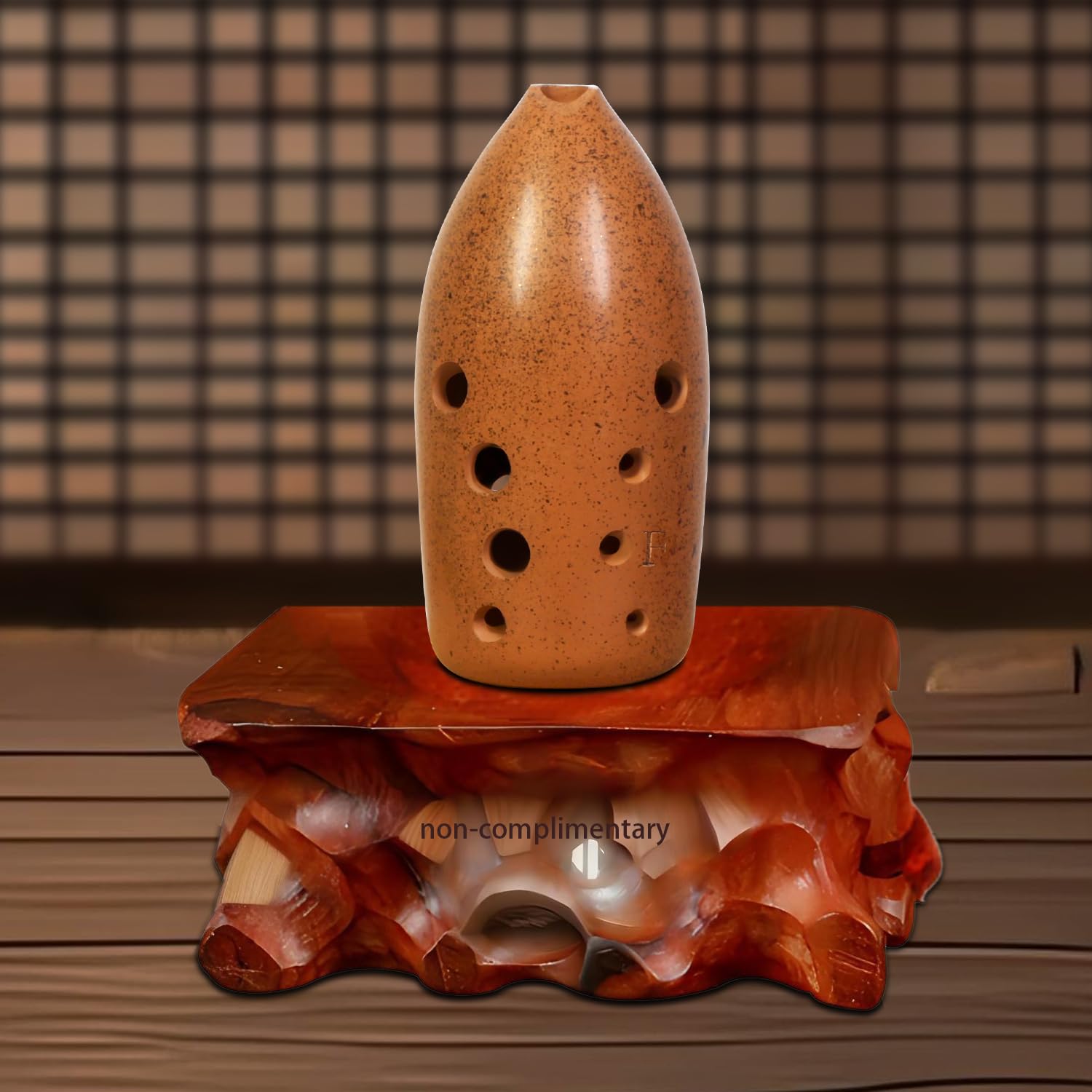 YCXYQ F Key - Xun Performance Level Chinese Flute 10 Hole Ceramics Xun Professional Musical instrument Smoked Craft Firing Comes with Flannel Bag Fingering chart Storage Box