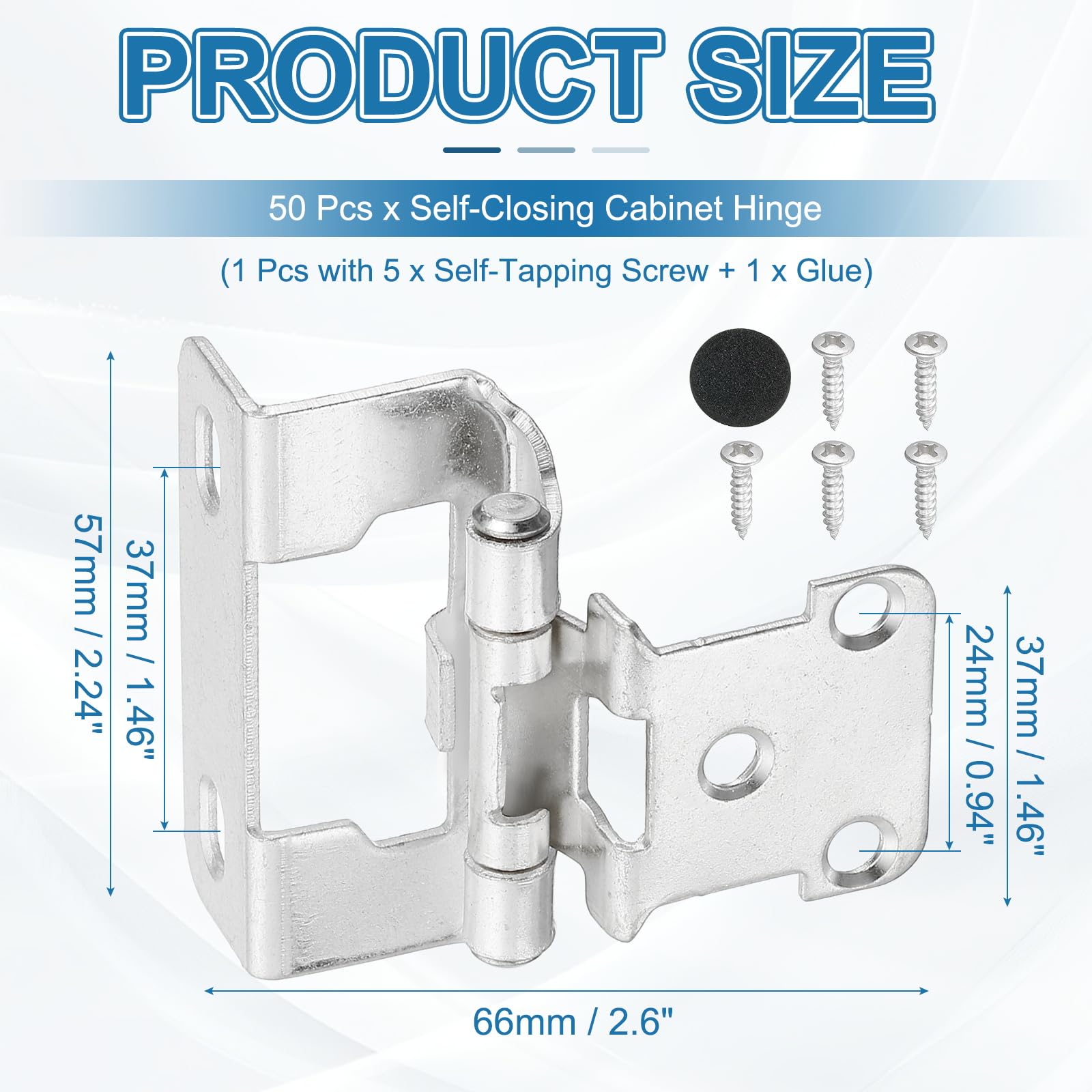PATIKIL Self-Closing Cabinet Hinges Semi-Overlay 1/2 Inch - Image 2