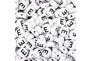 DIY Jewelry Making Beads Kit: 100Pcs 7mm 4mm Black Alphabet Letter Round...