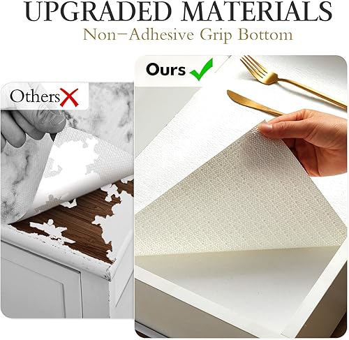 Miniatura 8 de Beautysaid Revestimiento de estante y cajón para armario de cocina, papel antideslizante no adhesivo, impermeable, lavable, grueso para tocador,