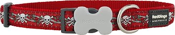 Red Dingo 25mm Skull & Roses Red Dog Collar, Large