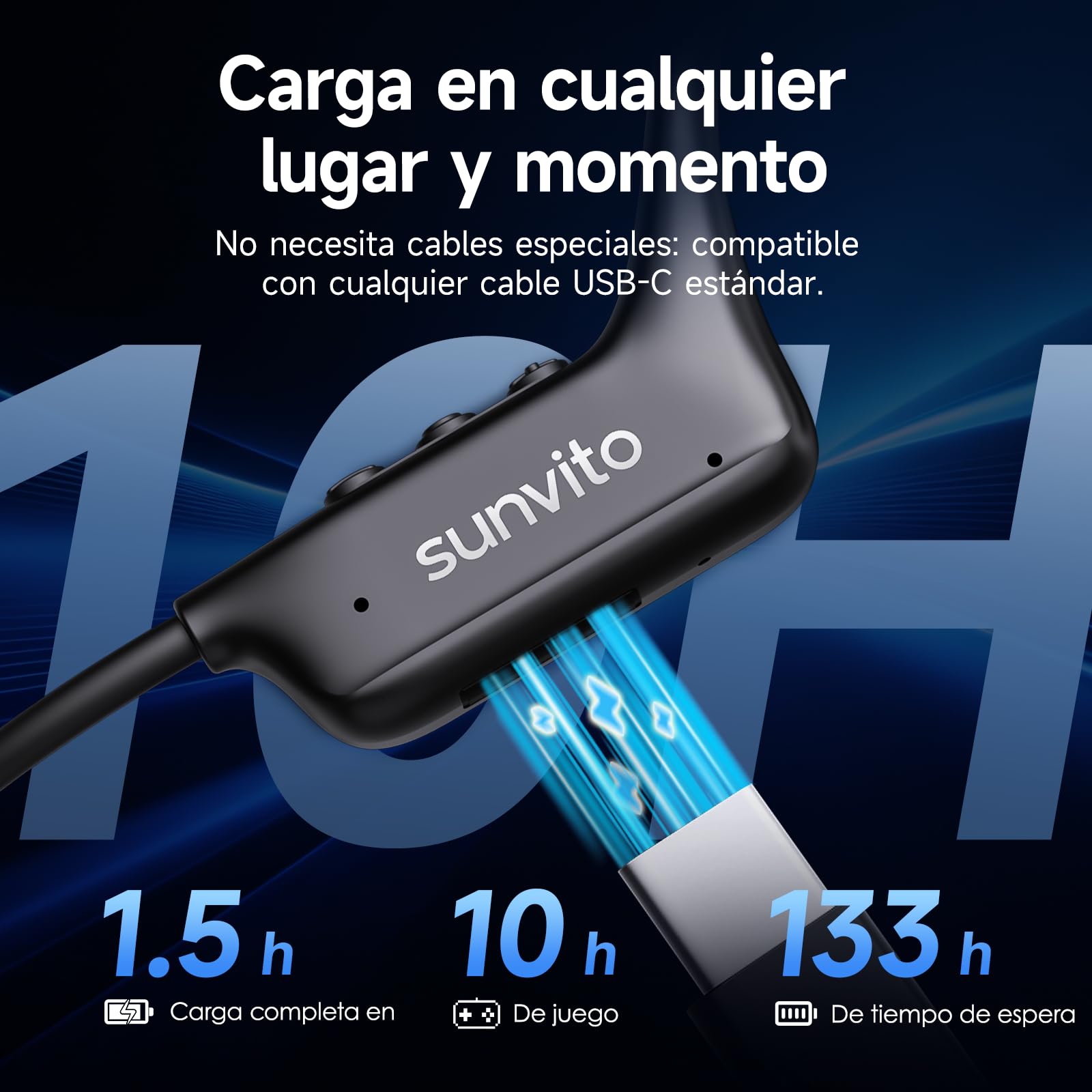 Auriculares Conduccion Osea Bluetooth 6.1 – Cascos Conduccion Osea Inalambricos con Micrófono, IPX7 Resistente al Agua Auriculares Oseos para Running Ciclismo Fitness