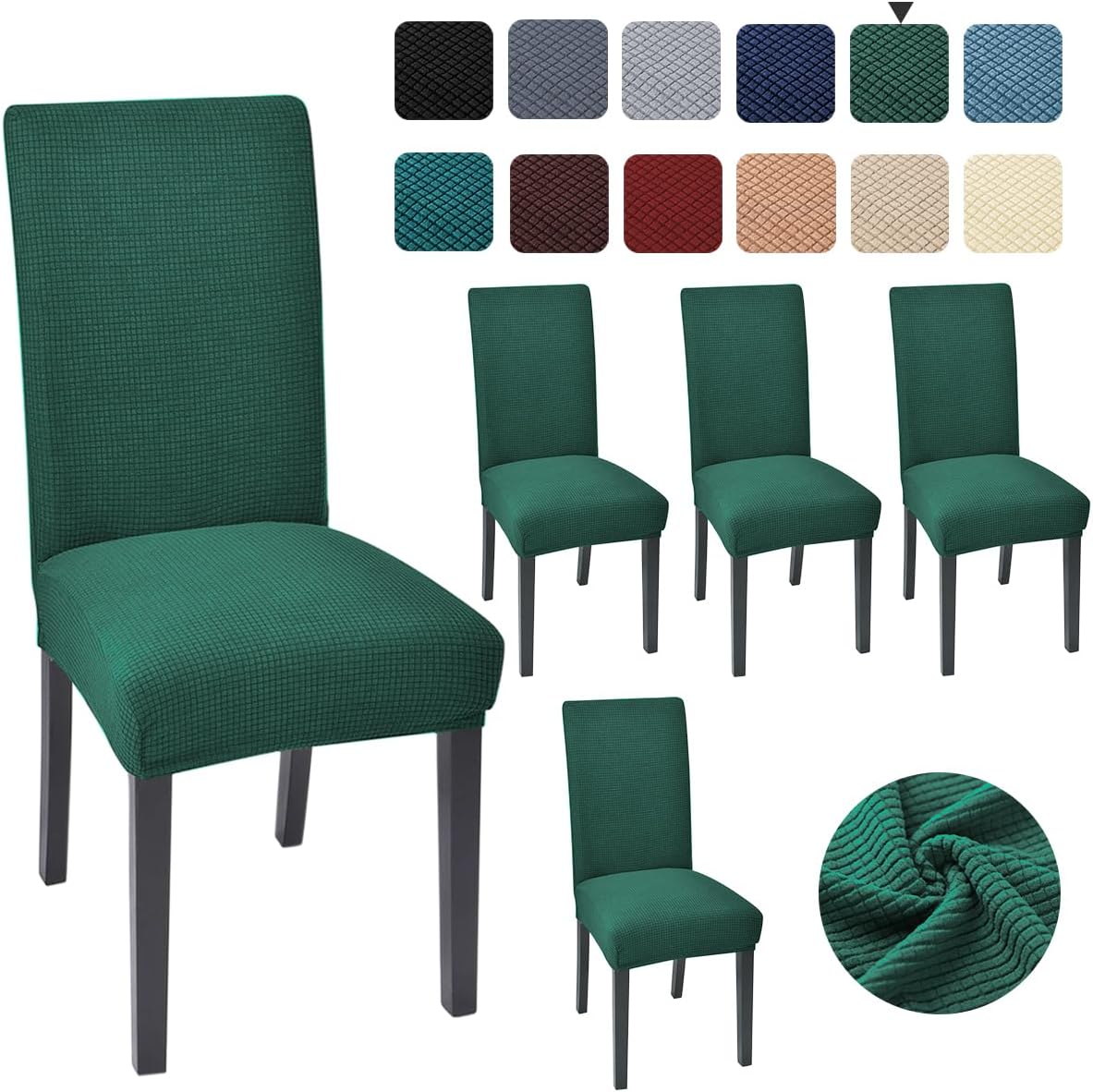 Aertiavty Chair Covers for Dining Room Set of 4 Kitchen Chair Covers, Dining Room Chair Covers Chair Slipcover Parsons Chair Covers, Dark Cyan