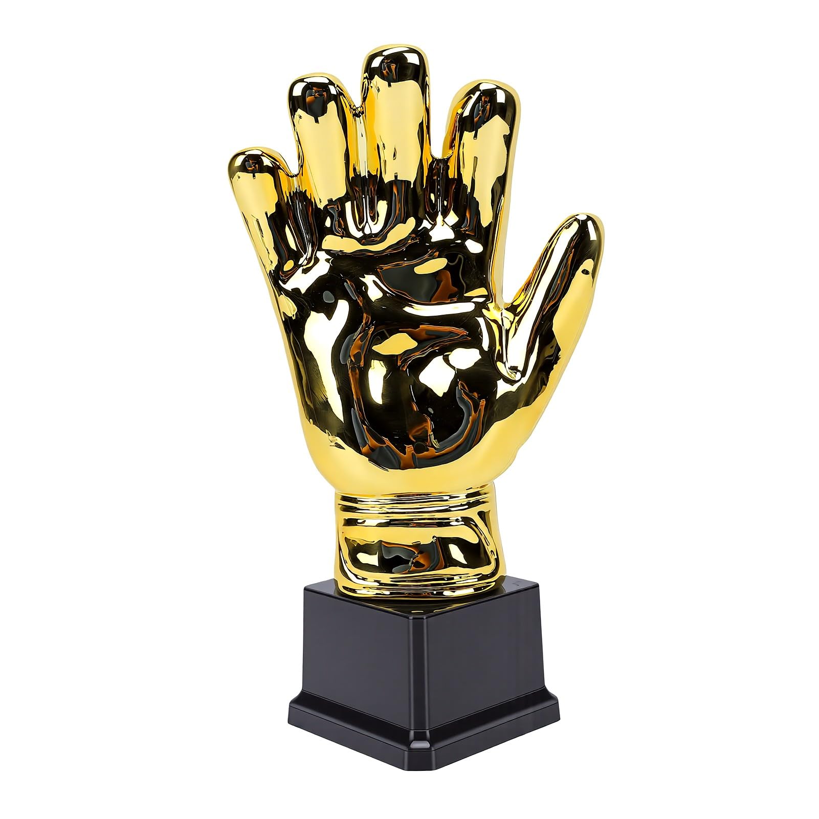 Yctze Trofeo Guanto da Portiere Dorato, Trofeo Calcio, 8 X 26cm, per | Materiale plastico resistente, stabilità della base nera, ideale per tornei, celebrazioni di premi sportivi