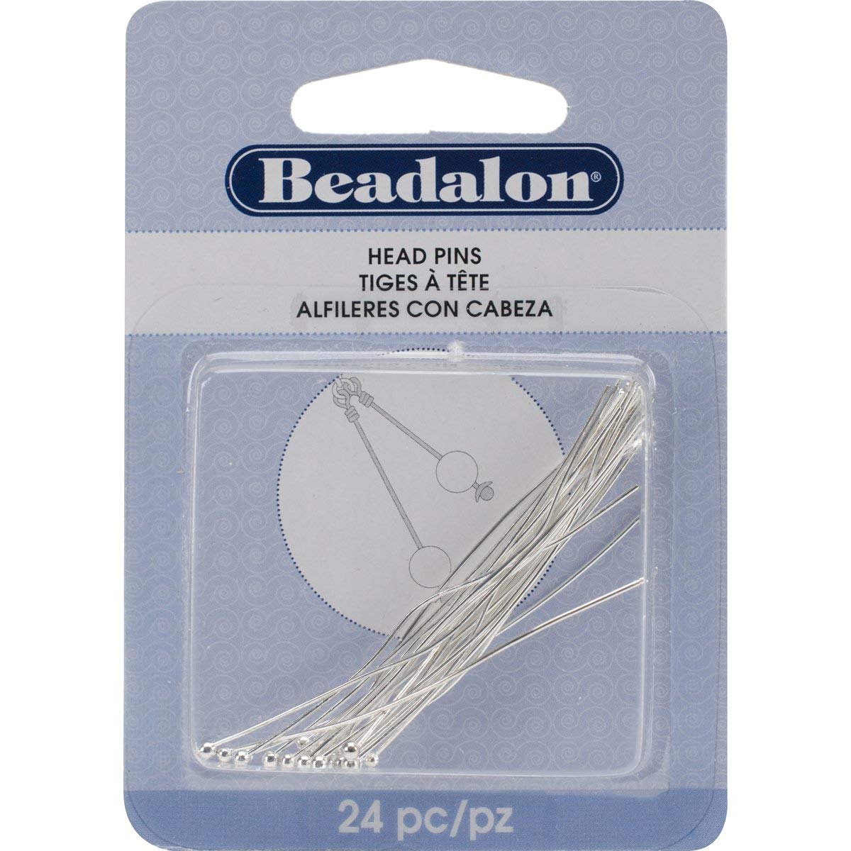Beadalon Silver Plated Ball Head Pins - 22 Gauge - 2 Inches (24)