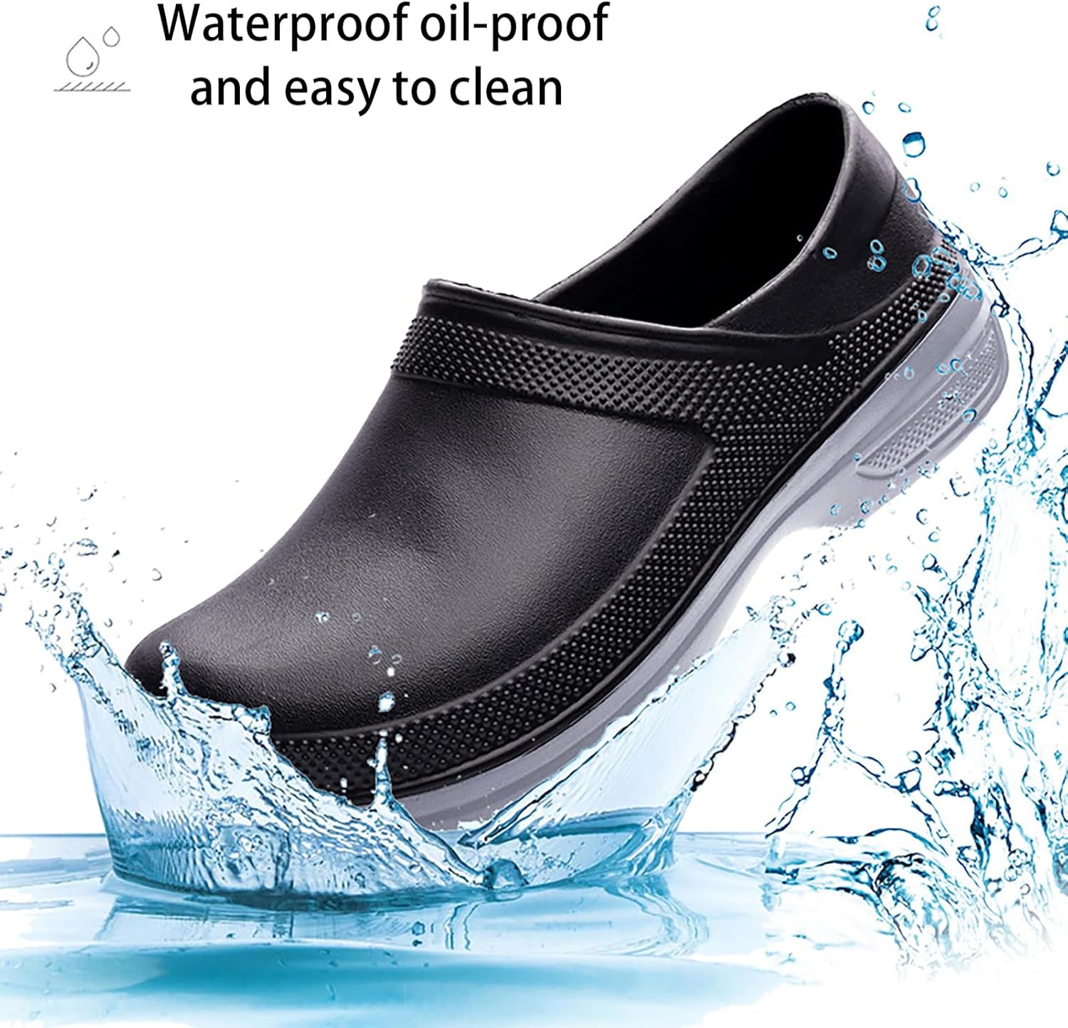 Men‘s EVA Chef's Shoes Comfort Slip-on Round Toe Lightweight Soft Waterproof Oil-Proof Anti-Slip Work Shoes for Kitchen Medical Restaurant - Image 3
