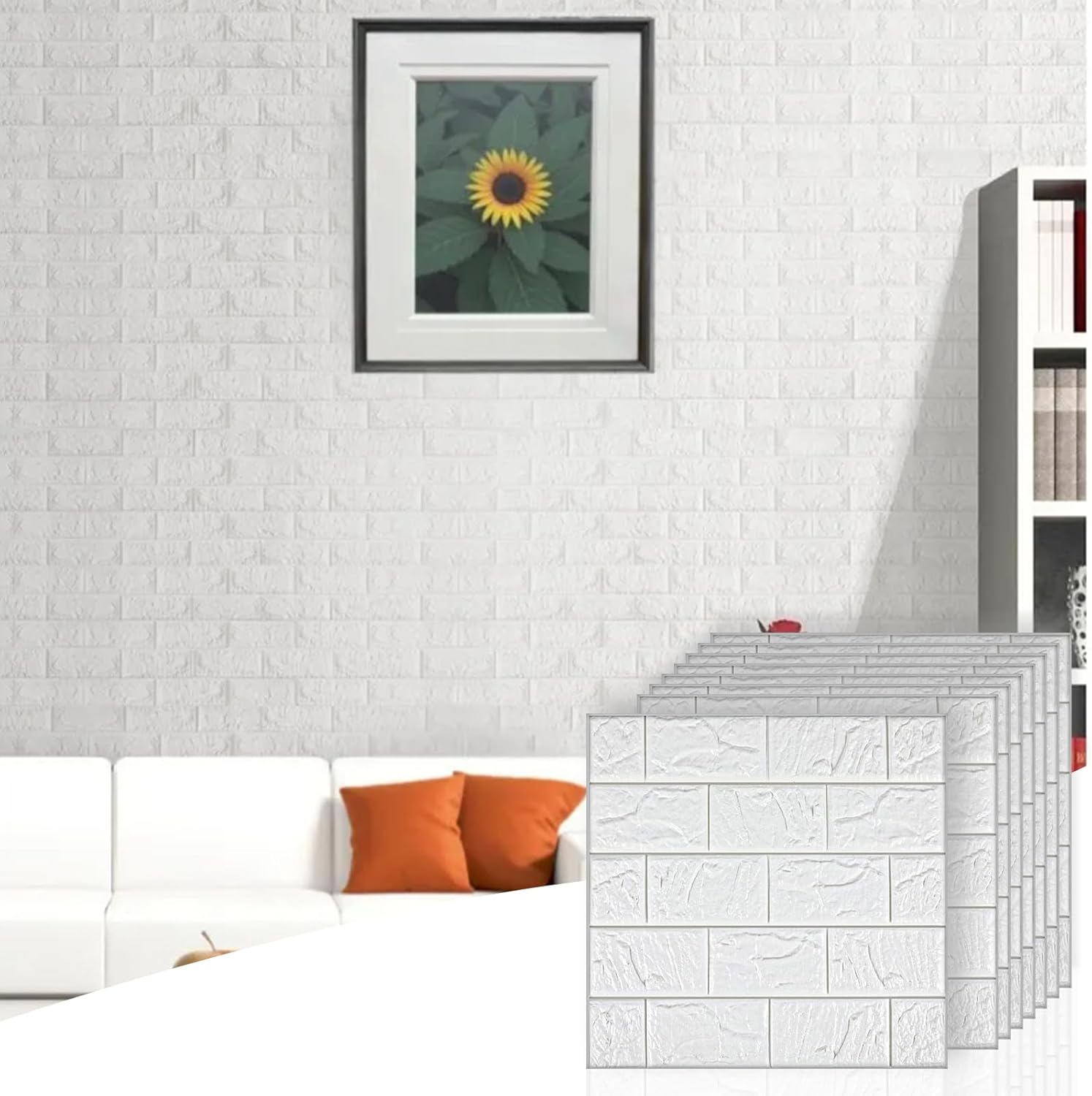 30 Pcs 3D Wall Panels Peel and Stick, White Brick Wallpaper Peel and Stick Waterproof Faux Brick Wall Panels Decorative Self Adhesive Tiles for Interior Walldecor, Home Decoration