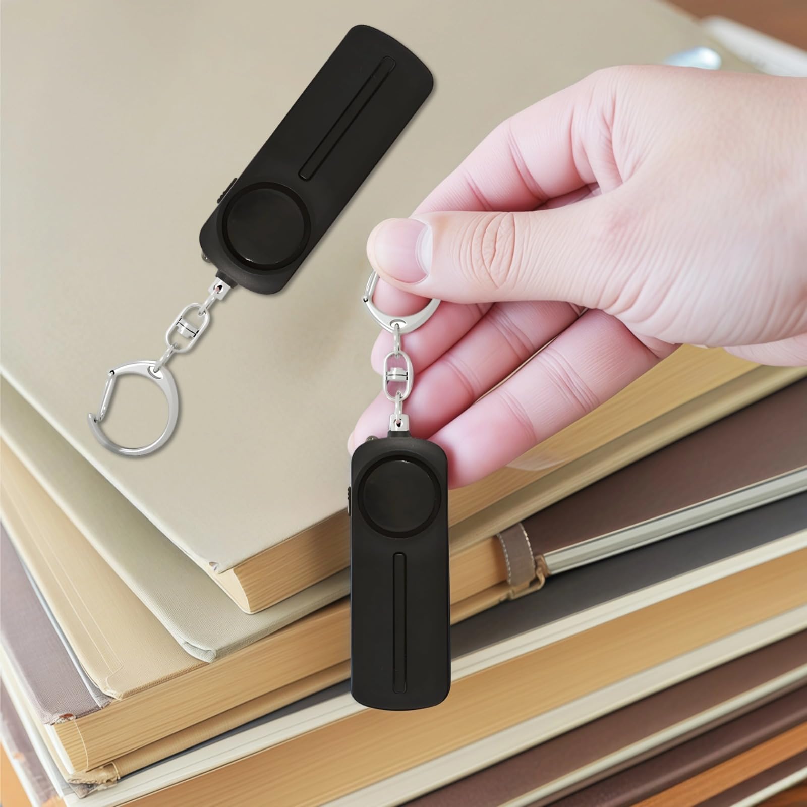 3 szt. Breloki alarmowe bezpieczeństwa osobistego, materiał ABS, alarm 130 dB, podwójna funkcja ze światłem LED, przenośne urządzenia zabezpieczające do sytuacji awaryjnych, czarne