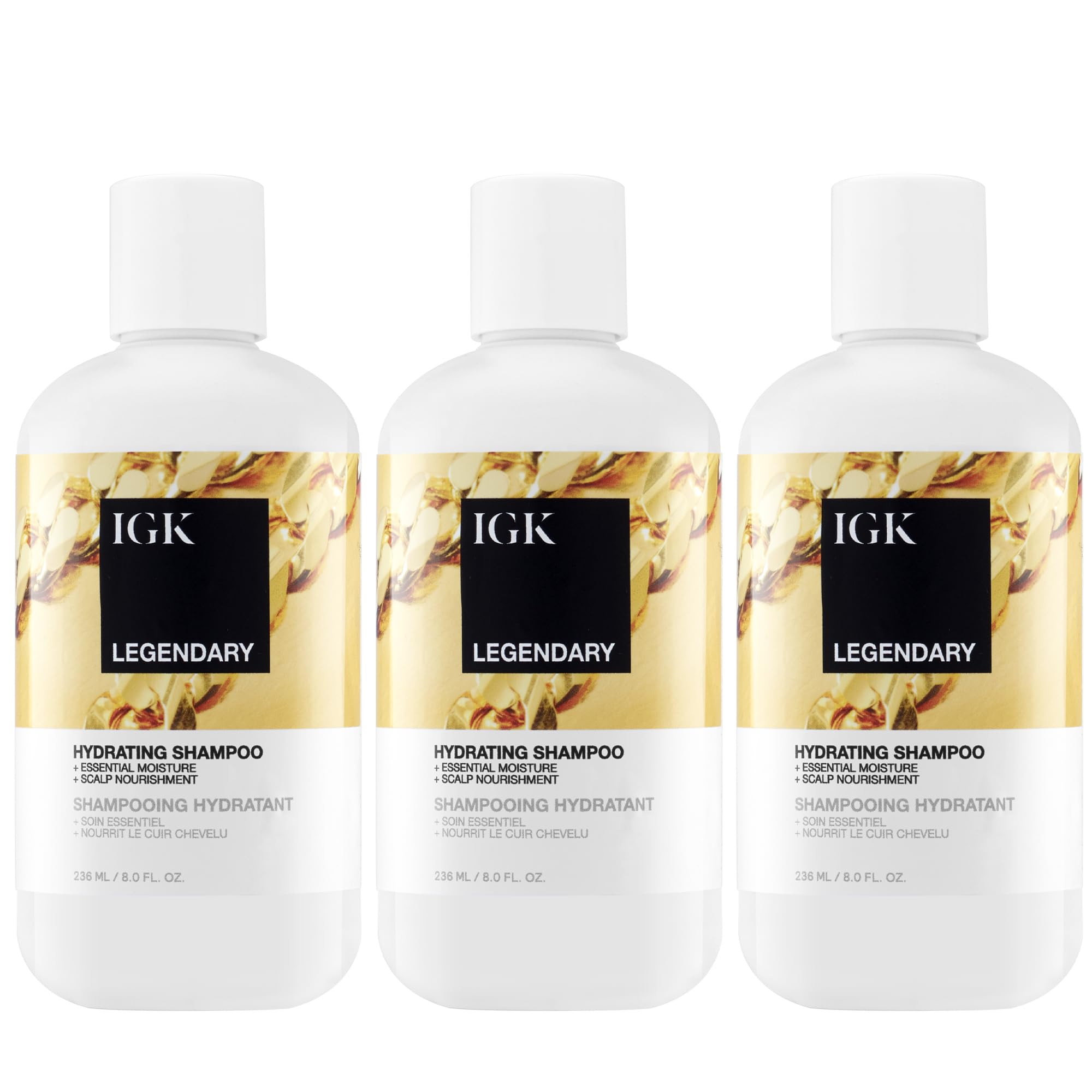 IGK Legendary Shampoo 3-Pack – Strengthening Shampoo for Damaged, Weak, or Chemically Treated Hair