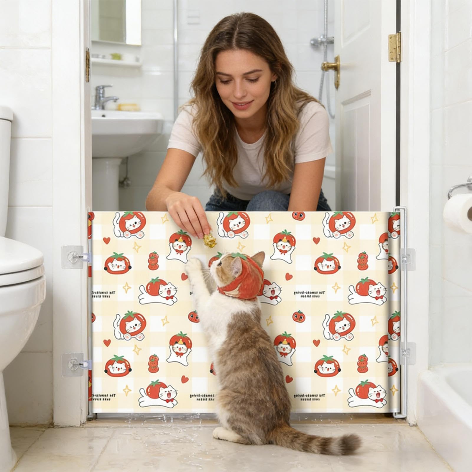 Cancello per scale per animali domestici, schermo retrattile di sicurezza per cuccioli