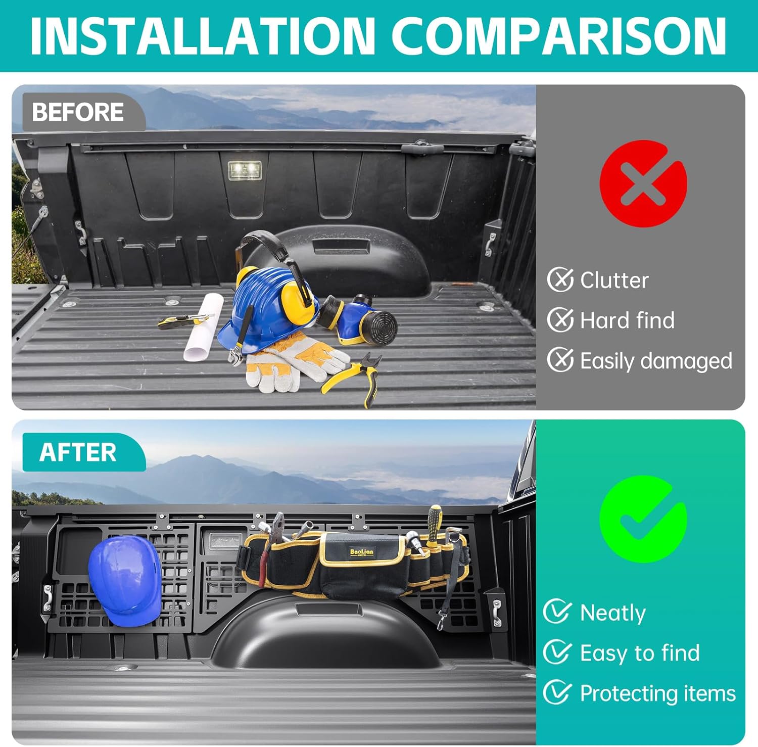 Side Truck Bed Molle Panel Rack System Compatible with 2022 2023 2024 2025 Toyota Tundra 5.5FT Accessories Cargo Storage Organizer Tools Rack Fit for 22-25 Toyota Tundra Accessories