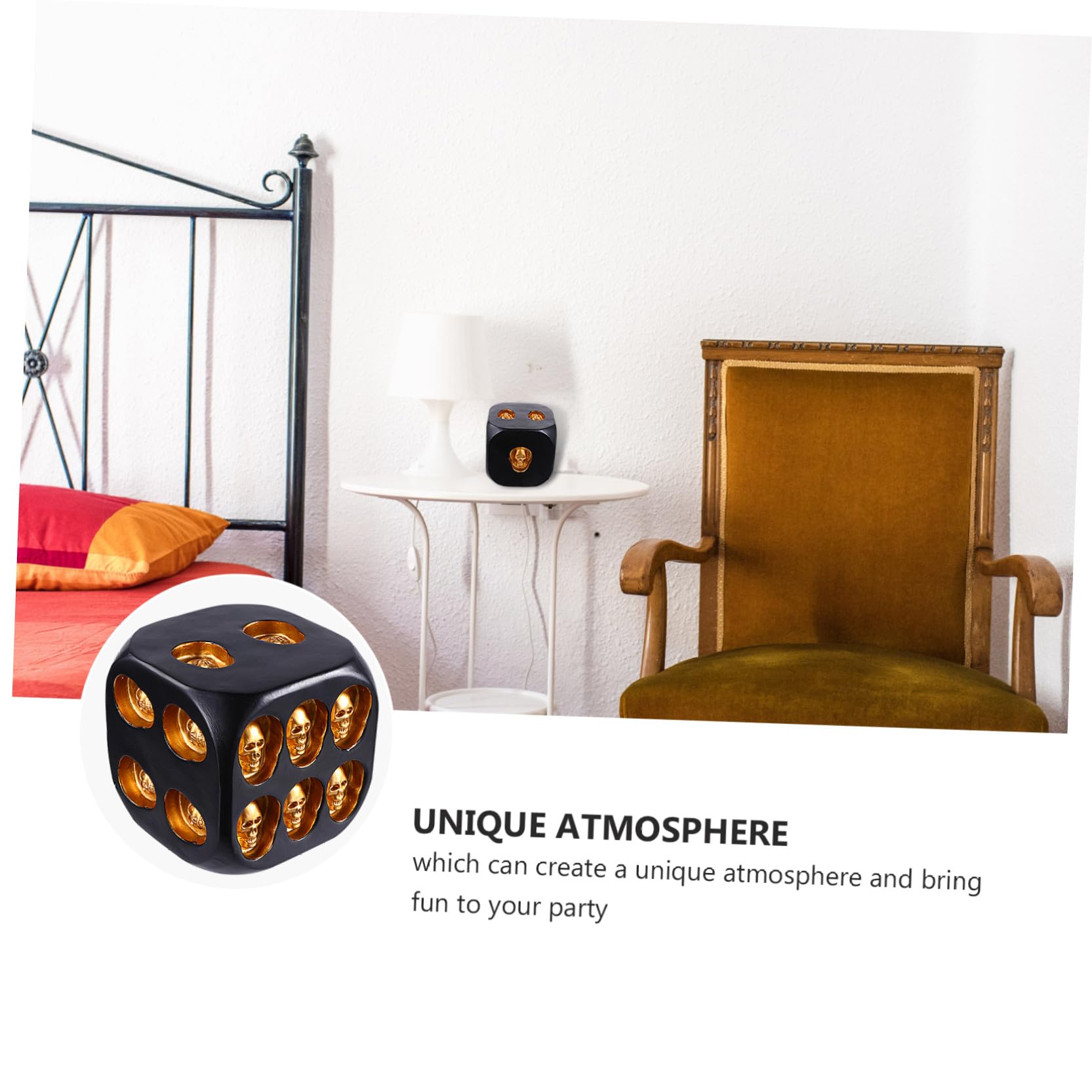 Toddmomy Jouet de Dés de Crâne 10, 5cm en Résine Noire, Ambiance Halloween | Décoration de Fête, Modèle Créatif pour Soirée et Carnaval, Objet Ornemental au Style Unique