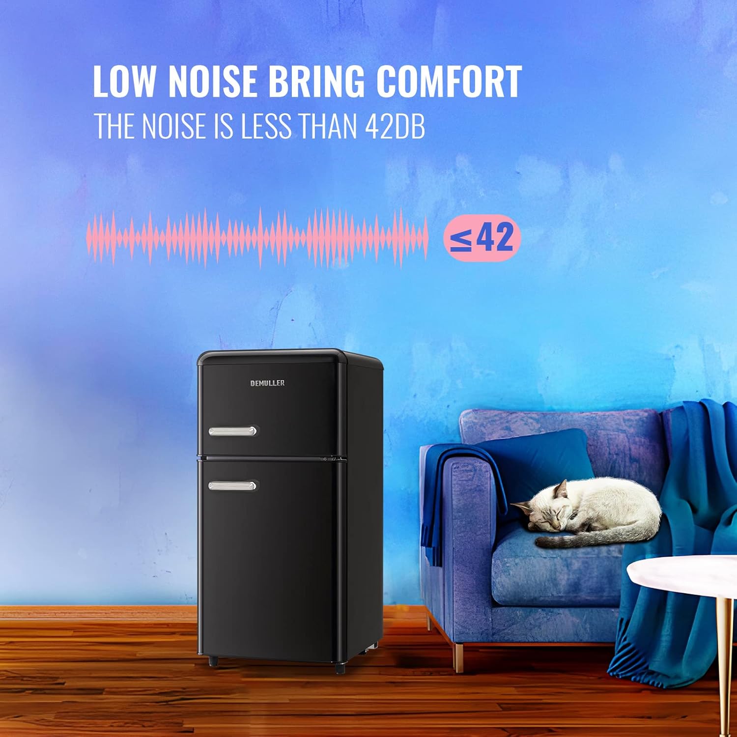 Mini Refrigerator 3.5 Cu.Ft Dual Door Fridge with Handle Adjustable Temperature with Top Mount Freezer Ideal for Home, Office, Dorm Black