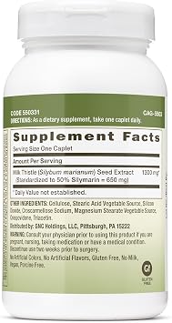 GNC Herbal Plus Milk Thistle 1300mg, Extra Strength, 120 Caplets