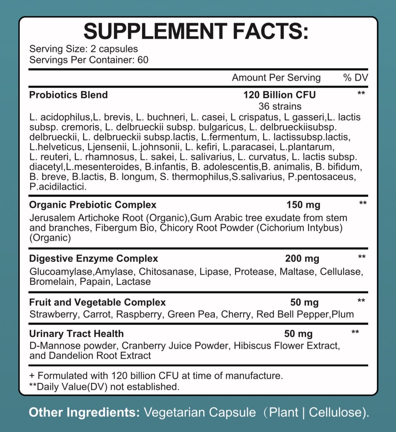Advanced Probiotics 120 Billion CFU, 36 Strains,120 Veggie Softgels — Amazon image 2