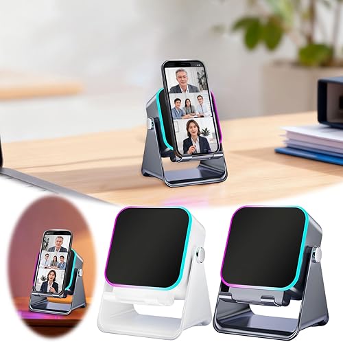 Miniatura 8 de Altavoz Bluetooth de inducción inalámbrico 5 en 1 con soporte ajustable para teléfono, compatible con 360, soporte de audio versátil y altavoces de