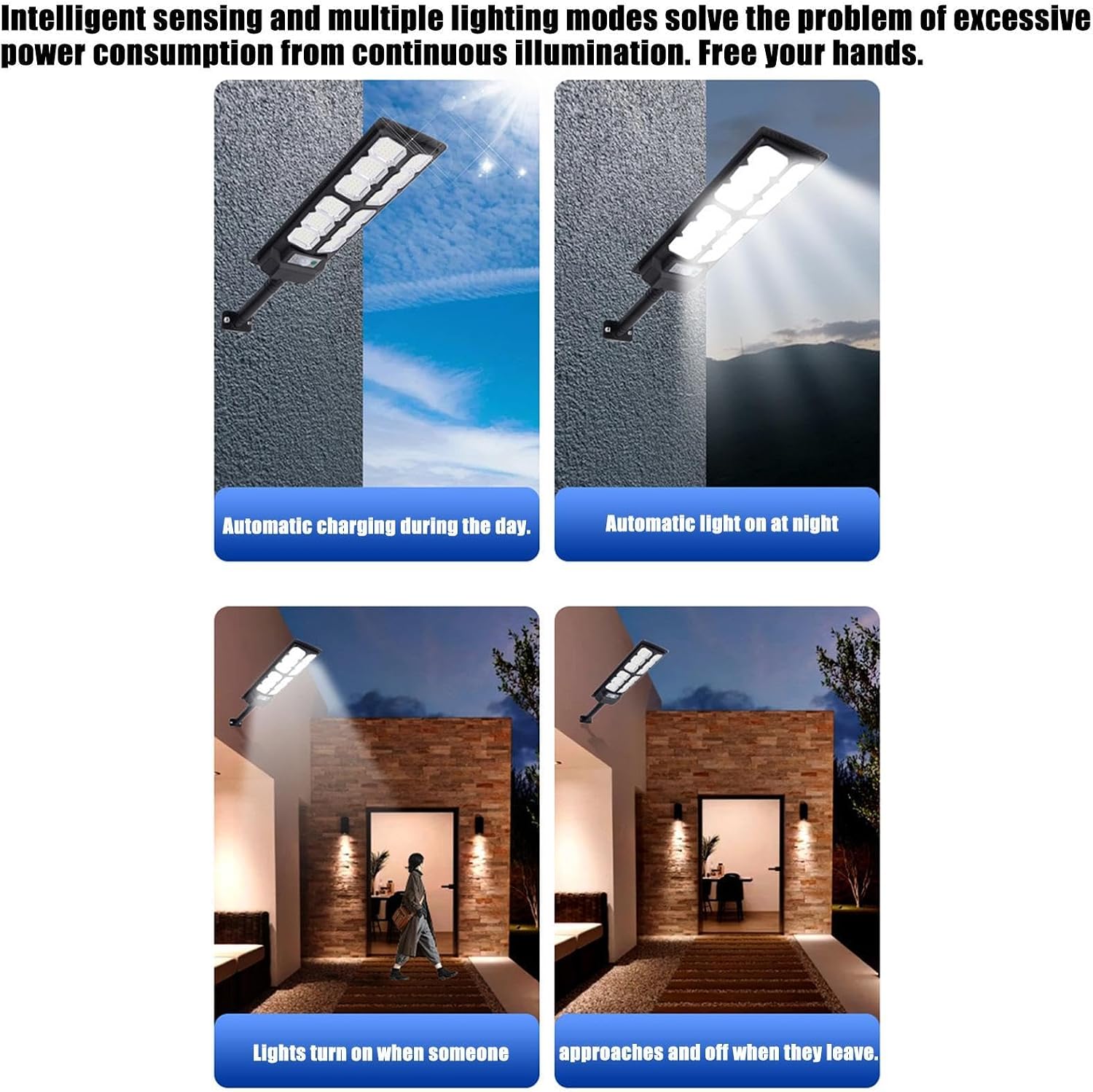 Solar Lights for Outdoors, Waterproof Solar LED Lamp – 4 Pieces Dusk Street Light for Outside Patio, Garage, Driveway, Barn, Garden, Backyard, Path, Deck, Beach, Gr