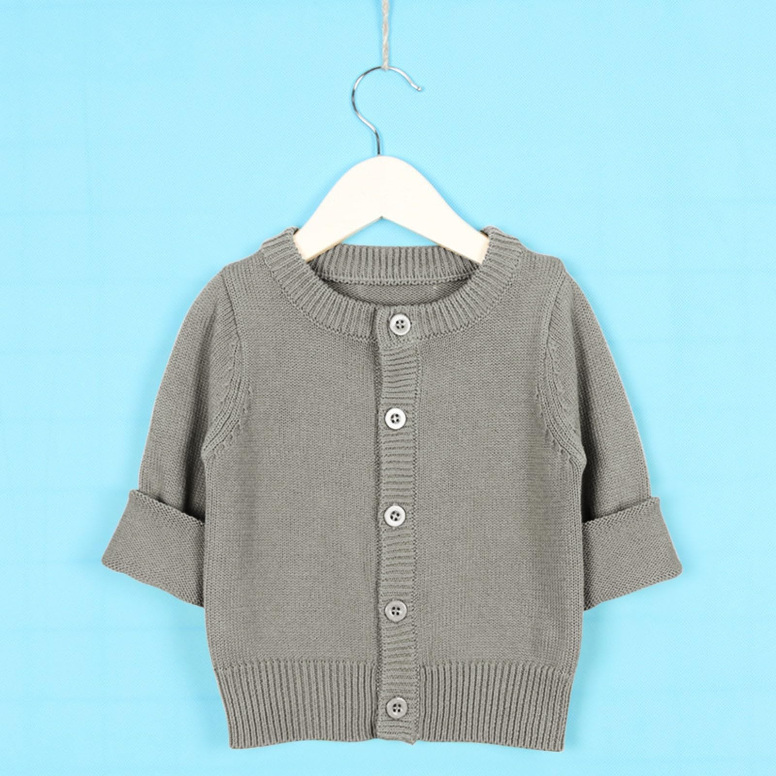 Cárdigan clásico para niña con botones, cuello redondo con diseño atemporal | Aspecto atemporal con tira de botones, básico indispensable para primavera, otoño e invierno