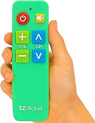 Controle remoto de TV Plus para idosos (verde) botão grande extra simples, funciona com as principais marcas de TV (2 pilhas AAA não incluídas)
