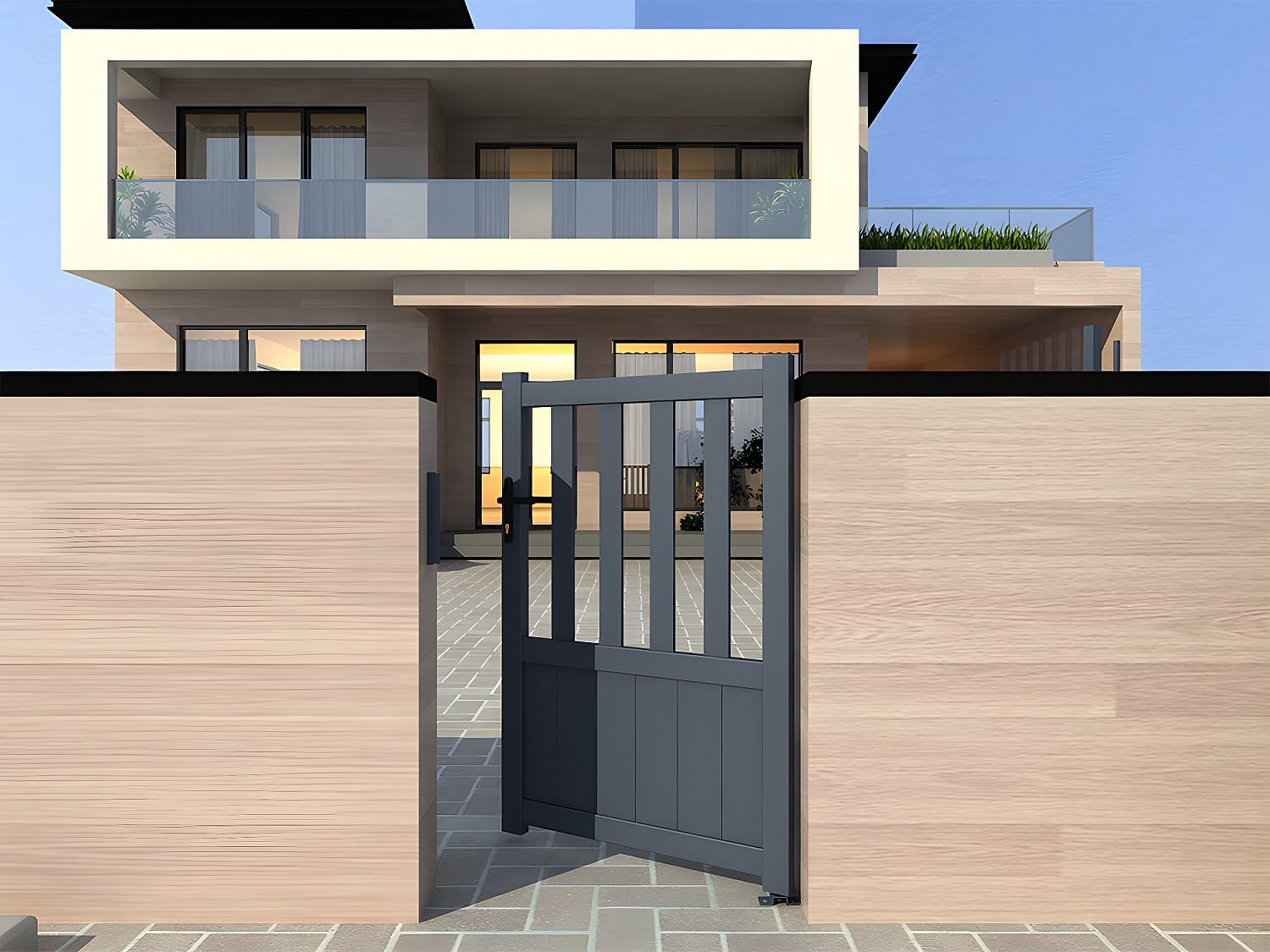 Portillon battant aluminium ajouré L100 x H140 cm anthracite BARTOS